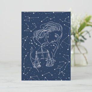 Girl Libra Zodiac Sign Flat Kaart