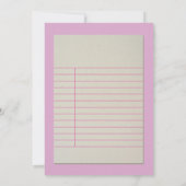 Girl Library Card Baby shower Pink Uitnodiging (Achterkant)