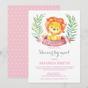 Girl Lion Baby shower by Mail Invitation Kaart