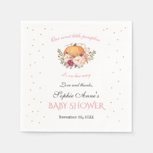 Girl Little Pumpkin Blush Floral Baby shower Servet