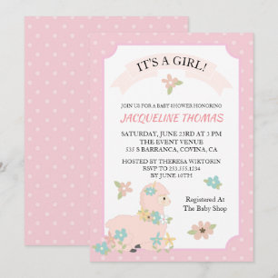 Girl Llama Baby shower Uitnodiging