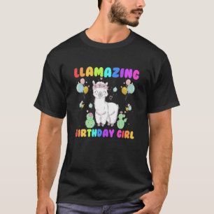 Girl Llama Birthday Llamazing Party Alpaca-ballon T-shirt