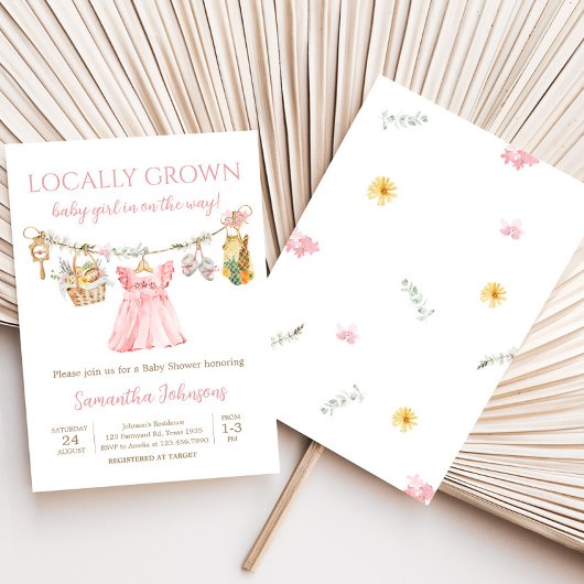 Girl Locally Grown Baby Shower Kaart