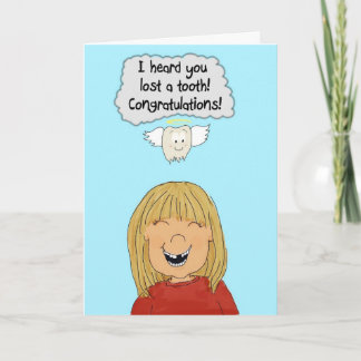 Girl Lost Tooth Teeth Growing Up Paper Card Kaart