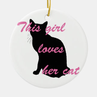 Girl loves cat keramisch ornament