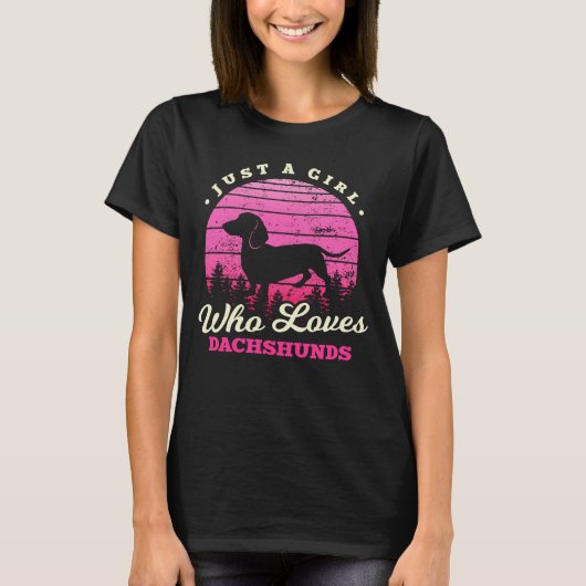 Girl Loves Dachshunds T-shirt (Voorkant)