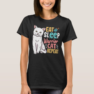 Girl Mama eet uit Slaap Warrior Cat Repat T-shirt