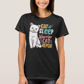 Girl Mama eet uit Slaap Warrior Cat Repat T-shirt