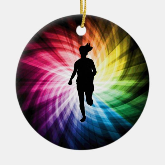 Girl Marathon Runner Keramisch Ornament (Voorkant)