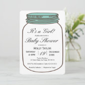 Girl Mason Jar Baby shower Invitation (Debout devant)