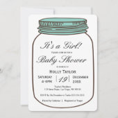Girl Mason Jar Baby shower Invitation (Devant)