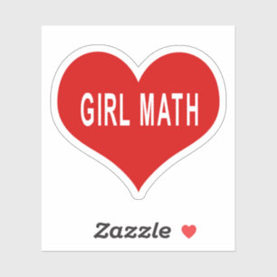 GIRL MATH Rood Hart Vinyl Sticker