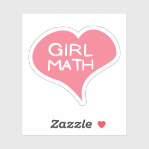 GIRL MATH Roze Hart Vinyl Sticker