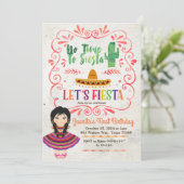 Girl Mexican Fiesta 1e verjaardag Uitnodiging (Staand voorkant)