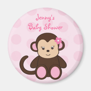 Girl Monkey Polka Dots Baby shower Favor Magnets Magneet