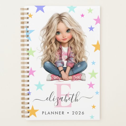 Girl Monogram Any Initial & Name Photo Planner (Devant)