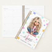 Girl Monogram Any Initial & Name Photo Planner (Devant avec enveloppe)
