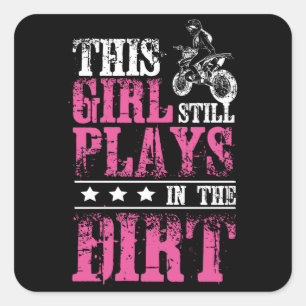 Girl Motocross Dirt Bike Vierkante Sticker