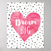 Girl Nursery Decor Waterverf Pink Hearts Poster (Voorkant)