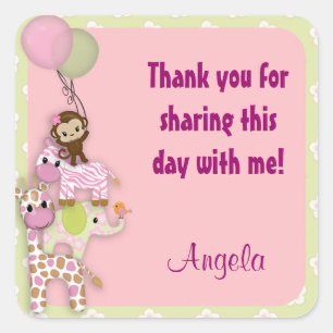 Girl Oerwoud Safari Animal sticker roze JJ