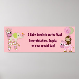 Girl Oerwoud Safari Baby shower Banner Poster
