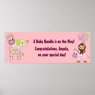 Girl Oerwoud Safari Baby shower Banner Poster
