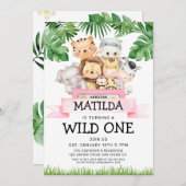 Girl Oerwoud Safari Wild Uitnodiging één dag (Voorkant / Achterkant)