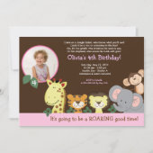 Girl Oerwoud Zoo Party Animal Foto Birthday Kaart (Voorkant)