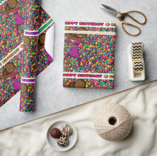 "Girl omsingeld Happy Birthday" — Verpakkingspapie Cadeaupapier
