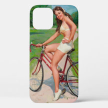 "Girl on Bicycle" iPhone 12 Hoesje