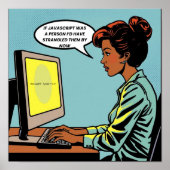 Girl On Computer Javascript-fout Poster (Voorkant)