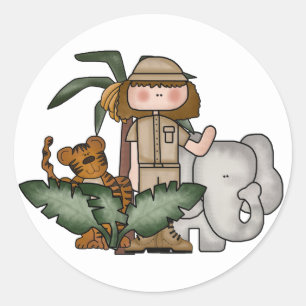 Girl on Safari Ronde Sticker