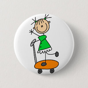 Girl on Skateboard Button