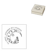 Girl On The Moon Custom Name Library Book Rubberstempel (Gestempeld)