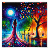 Girl park lichte mode fantasy elegante bomen foto afdruk (Voorkant)