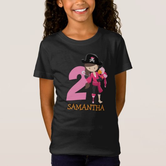 Girl Parrot 2e fête d'anniversaire pirate T-shirt (Devant)