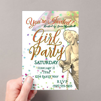 Girl Party Acrylic Invitation Acryl Uitnodigingen