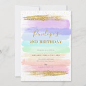 Girl Pastel Arc-en-ciel 2e Invitation d'anniversai (Devant)