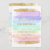 Girl Pastel Arc-en-ciel 2e Invitation d'anniversai (Devant / Derrière)