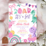 Girl Pastel Dinosaur Baby Shower invitation<br><div class="desc">Pink Pastel Bow Dinosaur Baby Shower invitation,  Roar It's A Girl Baby Shower Invite,  Editable Dinosaur Theme Baby Shower</div>