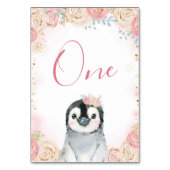 Girl Penguin Winter Snowflake Table Number Kaart (Achterkant)