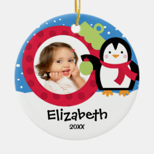 Girl Personalized kerstversier Penguin Keramisch Ornament