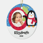 Girl Personalized kerstversier Penguin Keramisch Ornament (Links)