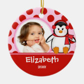 Girl Personalized kerstversier Penguin Keramisch Ornament (Voorkant)