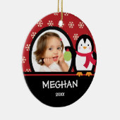 Girl Personalized kerstversier Penguin Keramisch Ornament (Rechts)