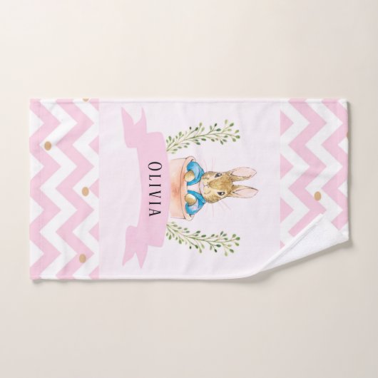 Girl Peter Rabbit Pink Custom Bad Handdoek (Handdoek)