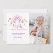 Girl Photo Anniversaire Invitation Arc-en-ciel Enf (Devant)