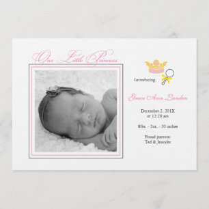 Girl Photo Birth Announcement - Little Princess Aankondiging