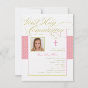 Girl Photo First Communication - Roze Kaart