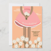 Girl Pick Flowers Birthday Party Kaart (Voorkant)